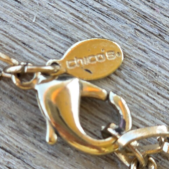 Chico's Goldtone and Chunky Flat Beads Long Necklace - Picture 4 of 6